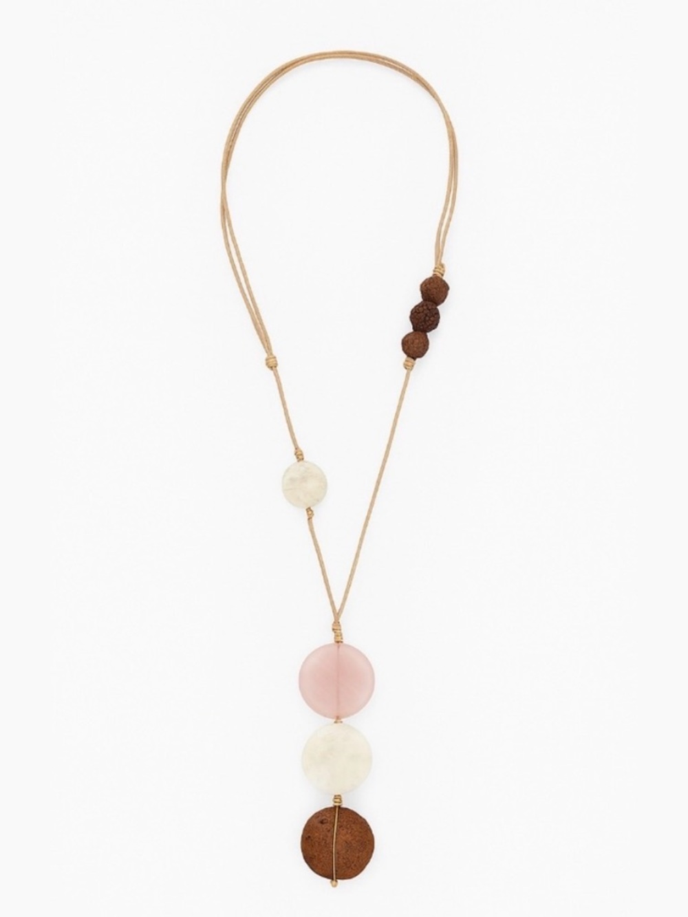 J. Jill Pink, White and Brown Disc Pendant Necklace NWT